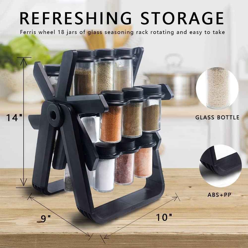 Spice Rack Organizer with 18 Spice Jars for Elegant Kitchen Storage