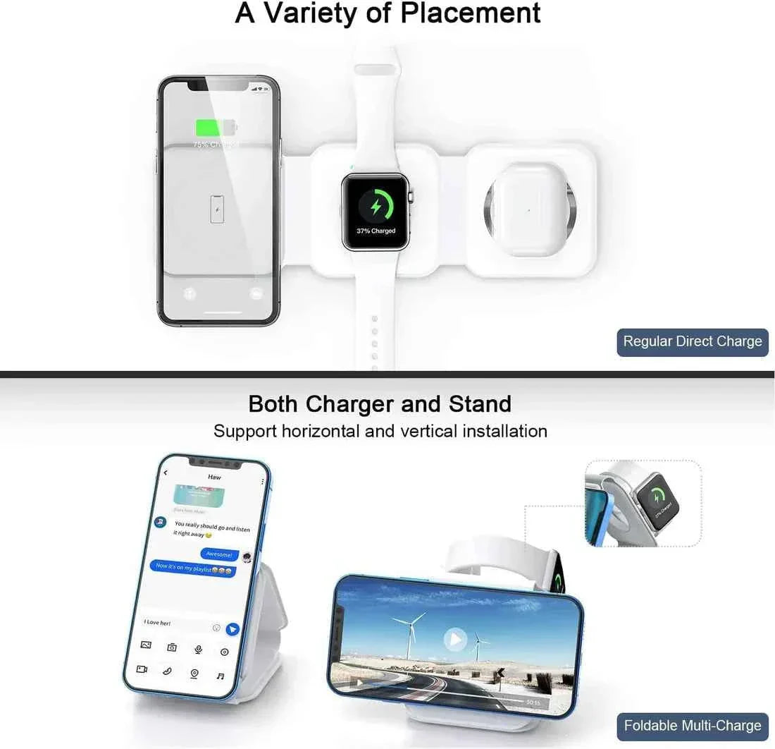 3-in-1 Wireless Charger for Effortless Device Charging