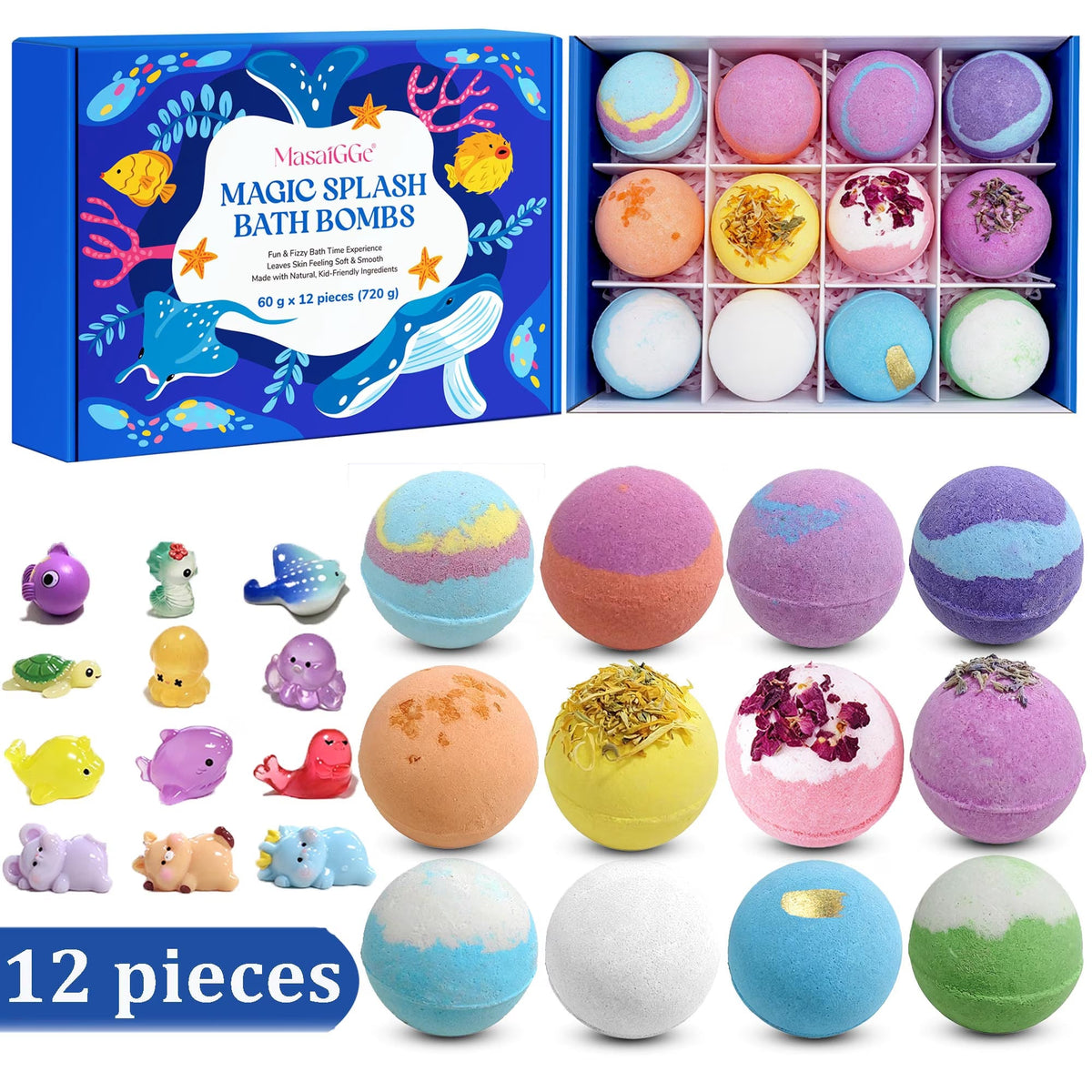 Gift Set Of 12 Bath Bombs For Kids