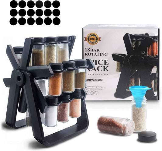 Spice Rack Organizer with 18 Spice Jars for Elegant Kitchen Storage