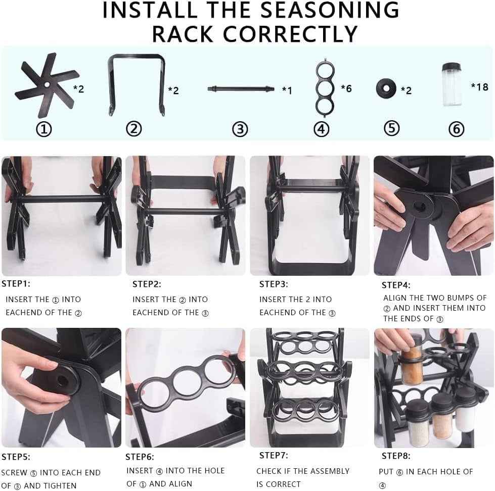 Spice Rack Organizer with 18 Spice Jars for Elegant Kitchen Storage