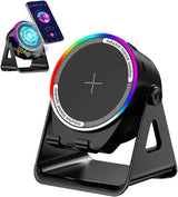 4-in-1 Wireless Induction Speaker with RGB Lights & Phone Stand - 360° Rotating Design